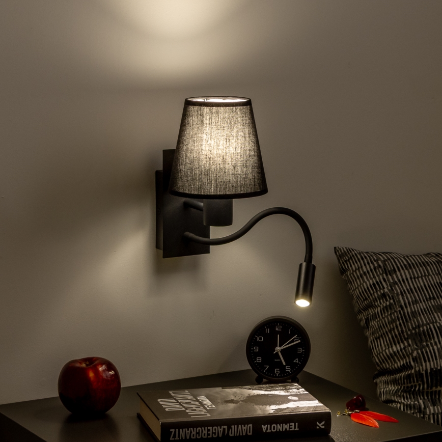 Brilagi - LED Fleksibilna zidna lampa NUBILA 1xE27/25W/230V + LED/3W crna