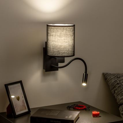 Brilagi - LED Fleksibilna zidna lampa NUBILA 1xE27/25W/230V + LED/3W crna