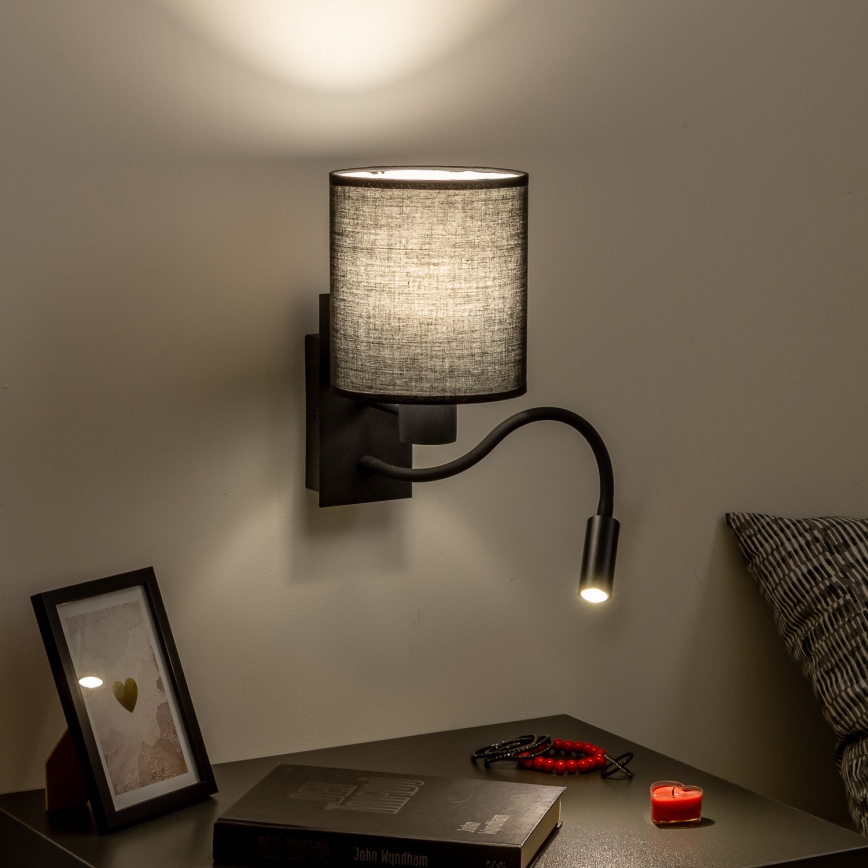 Brilagi - LED Fleksibilna zidna lampa NUBILA 1xE27/25W/230V + LED/3W crna