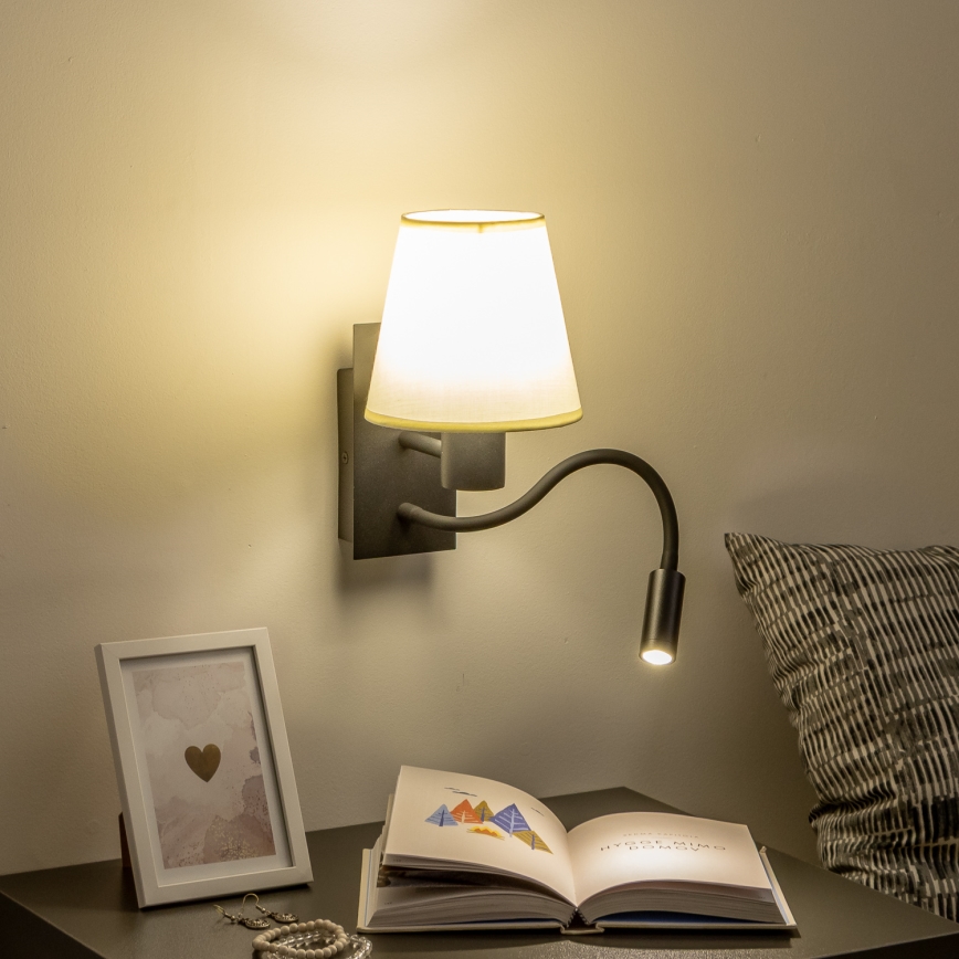 Brilagi - LED Fleksibilna zidna lampa NUBILA 1xE27/25W/230V + LED/3W crna/krem