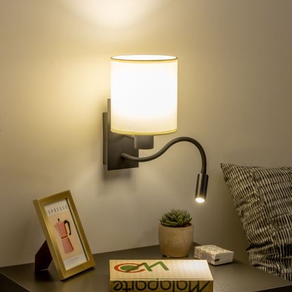 Brilagi - LED Fleksibilna zidna lampa NUBILA 1xE27/25W/230V + LED/3W crna/krem