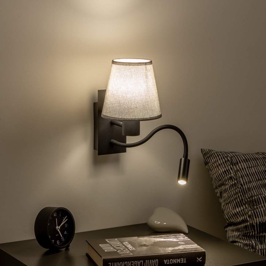 Brilagi - LED Fleksibilna zidna lampa NUBILA 1xE27/25W/230V + LED/3W crna/siva