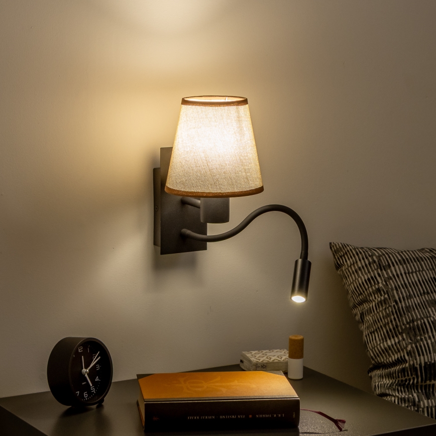Brilagi - LED Fleksibilna zidna lampa NUBILA 1xE27/25W/230V + LED/3W crna/smeđa