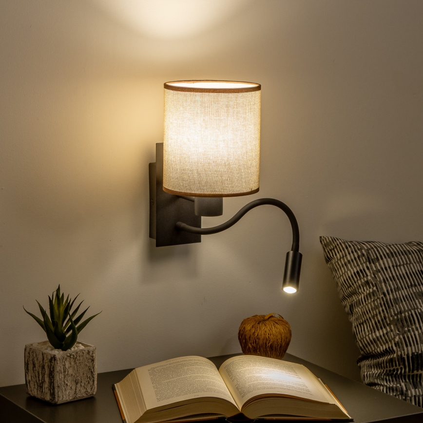 Brilagi - LED Fleksibilna zidna lampa NUBILA 1xE27/25W/230V + LED/3W crna/smeđa