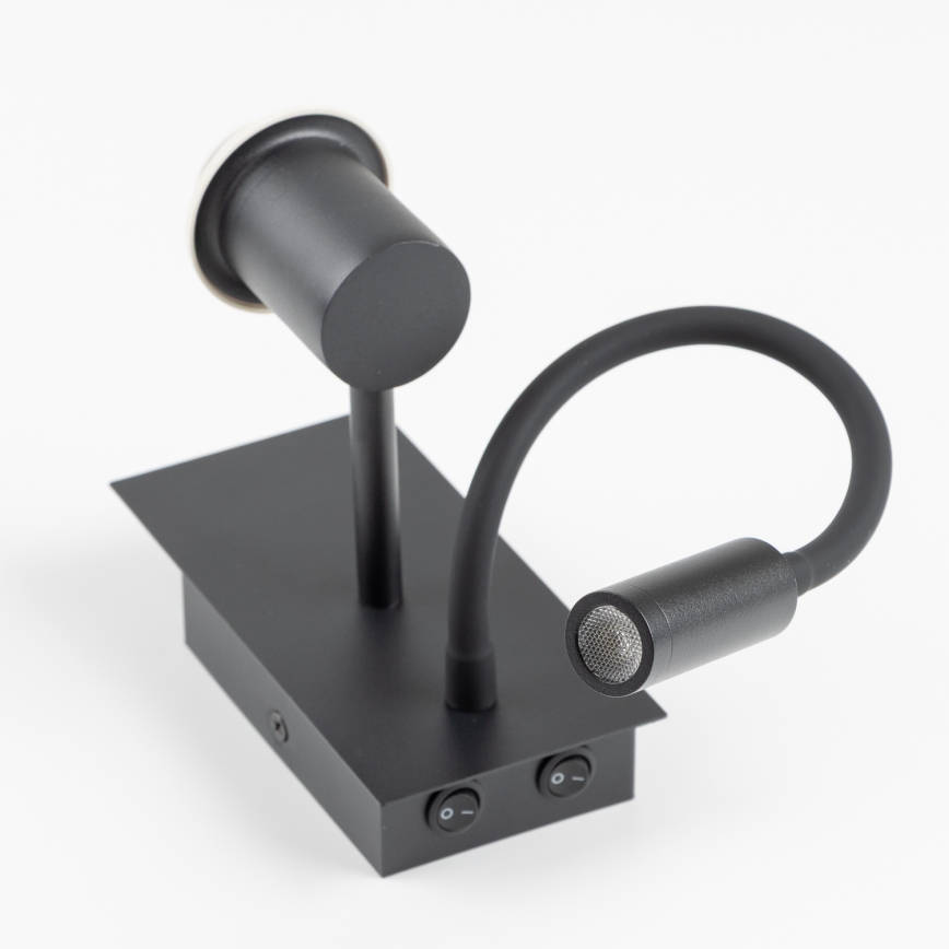 Brilagi - LED fleksibilna zidna lampa NUBILA 1xE27/25W/230V + LED/3W crna/svijetlo smeđa