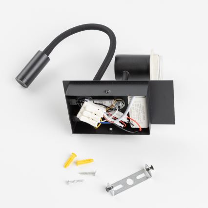 Brilagi - LED fleksibilna zidna lampa NUBILA 1xE27/25W/230V + LED/3W crna/svijetlo smeđa