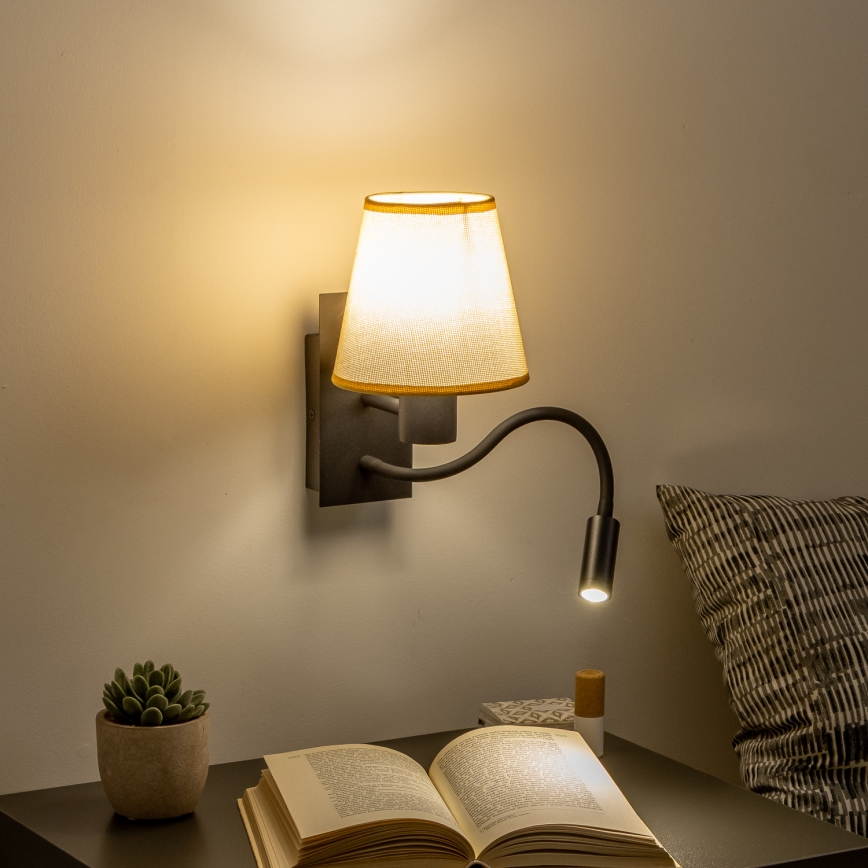 Brilagi - LED Fleksibilna zidna lampa NUBILA 1xE27/25W/230V + LED/3W crna/svjetlosmeđa