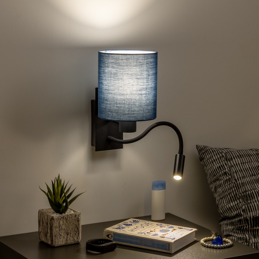Brilagi - LED Fleksibilna zidna lampa NUBILA 1xE27/25W/230V + LED/3W crna/tamno plava
