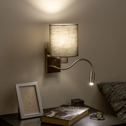 Brilagi - LED Fleksibilna zidna lampa NUBILA 1xE27/25W/230V + LED/3W mat krom/antracit