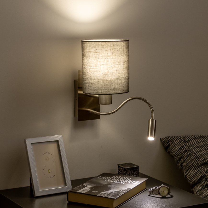 Brilagi - LED Fleksibilna zidna lampa NUBILA 1xE27/25W/230V + LED/3W mat krom/antracit