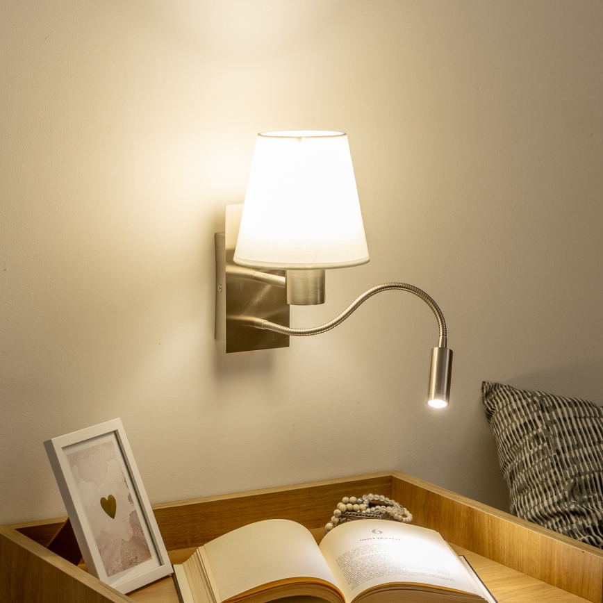 Brilagi - LED Fleksibilna zidna lampa NUBILA 1xE27/25W/230V + LED/3W mat krom/bijela