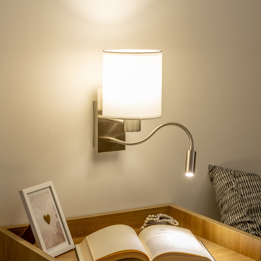 Brilagi - LED Fleksibilna zidna lampa NUBILA 1xE27/25W/230V + LED/3W mat krom/bijela