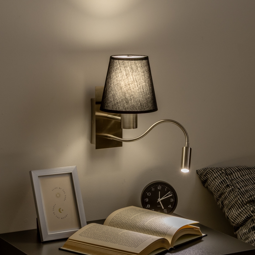Brilagi - LED Fleksibilna zidna lampa NUBILA 1xE27/25W/230V + LED/3W mat krom/crna
