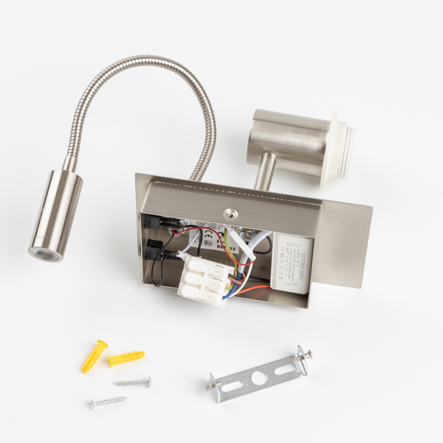 Brilagi - LED Fleksibilna zidna lampa NUBILA 1xE27/25W/230V + LED/3W mat krom/crna