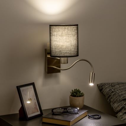 Brilagi - LED Fleksibilna zidna lampa NUBILA 1xE27/25W/230V + LED/3W mat krom/crna