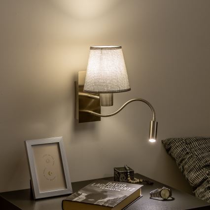 Brilagi - LED Fleksibilna zidna lampa NUBILA 1xE27/25W/230V + LED/3W mat krom/siva