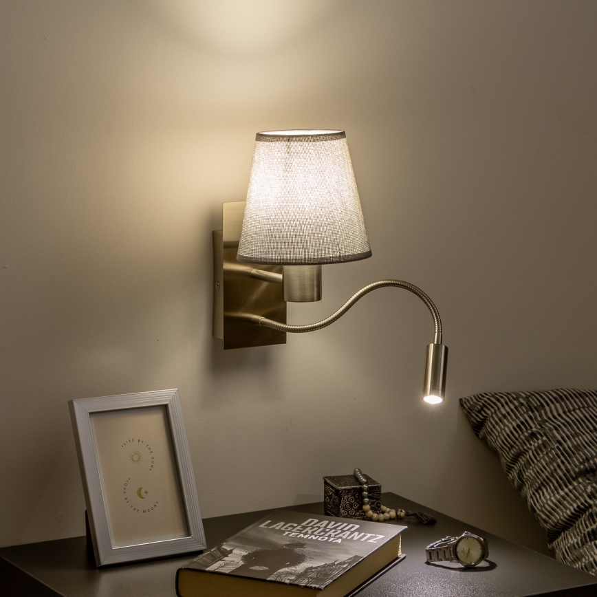 Brilagi - LED Fleksibilna zidna lampa NUBILA 1xE27/25W/230V + LED/3W mat krom/siva