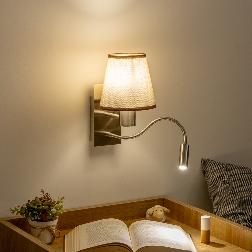Brilagi - LED Fleksibilna zidna lampa NUBILA 1xE27/25W/230V + LED/3W mat krom/smeđa