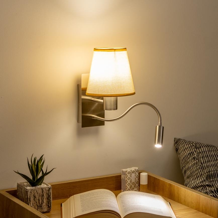 Brilagi - LED Fleksibilna zidna lampa NUBILA 1xE27/25W/230V + LED/3W mat krom/svjetlosmeđa