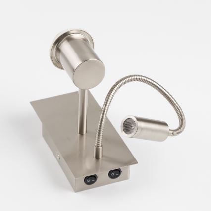 Brilagi - LED Fleksibilna zidna lampa NUBILA 1xE27/25W/230V + LED/3W mat krom/svjetlosmeđa
