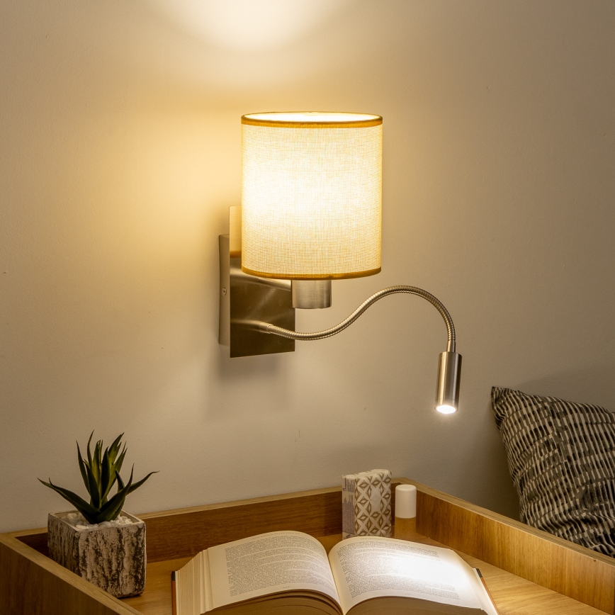 Brilagi - LED Fleksibilna zidna lampa NUBILA 1xE27/25W/230V + LED/3W mat krom/svjetlosmeđa