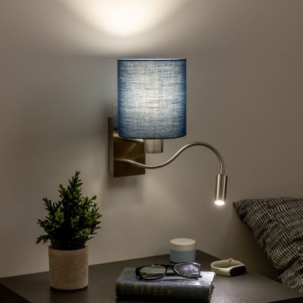 Brilagi - LED Fleksibilna zidna lampa NUBILA 1xE27/25W/230V + LED/3W mat krom/tamno plava