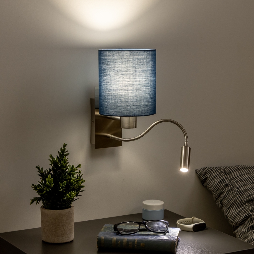 Brilagi - LED Fleksibilna zidna lampa NUBILA 1xE27/25W/230V + LED/3W mat krom/tamno plava