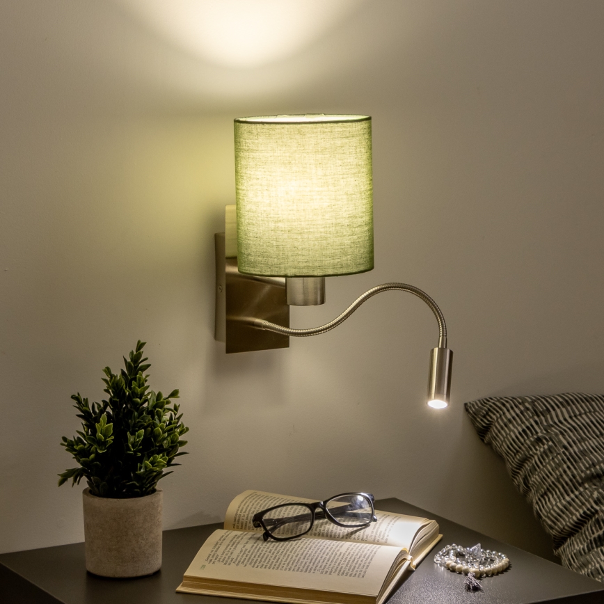 Brilagi - LED Fleksibilna zidna lampa NUBILA 1xE27/25W/230V + LED/3W mat krom/zelena