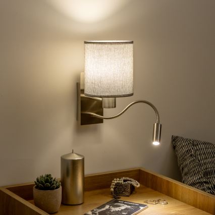 Brilagi - LED fleksibilna zidna lampa NUBILA 1xE27/25W/230V + LED/3W mat krom/siva