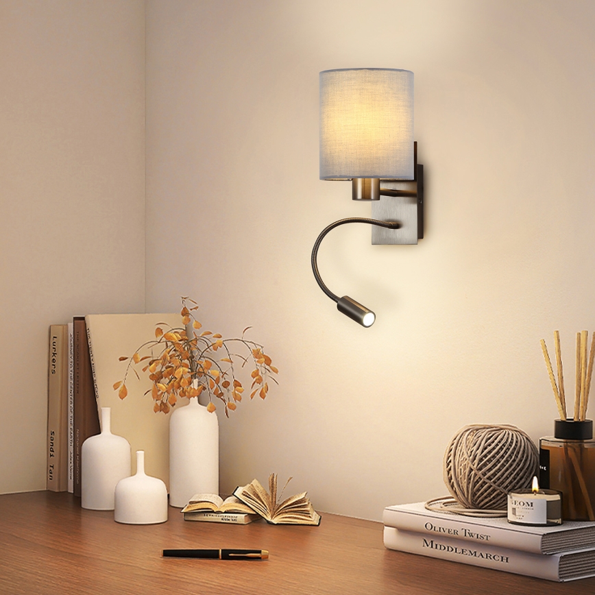 Brilagi - LED fleksibilna zidna lampa NUBILA 1xE27/25W/230V + LED/3W mat krom/siva