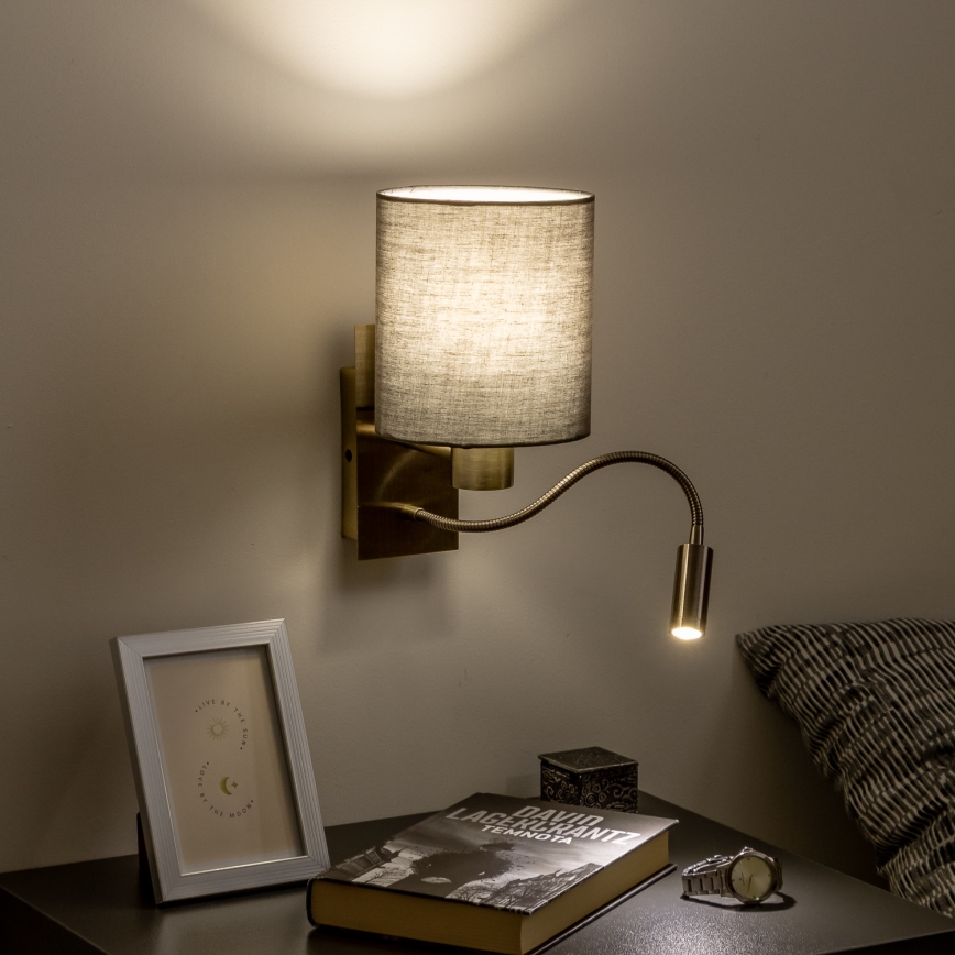 Brilagi - LED Fleksibilna zidna lampa NUBILA 1xE27/25W/230V + LED/3W mesing/antracit