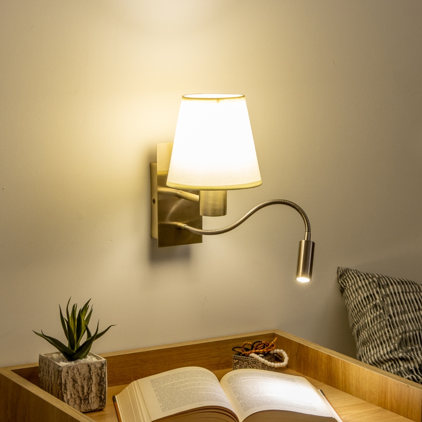 Brilagi - LED Fleksibilna zidna lampa NUBILA 1xE27/25W/230V + LED/3W mesing/krem