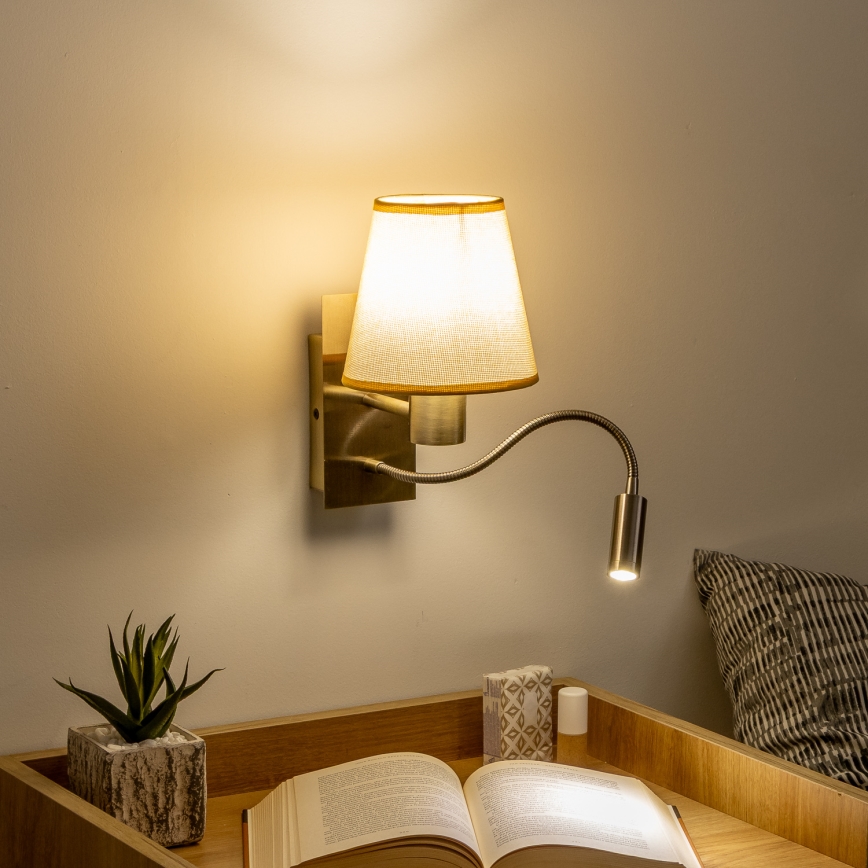 Brilagi - LED Fleksibilna zidna lampa NUBILA 1xE27/25W/230V + LED/3W mesing/svjetlosmeđa