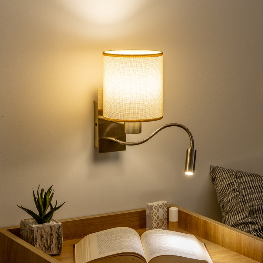 Brilagi - LED Fleksibilna zidna lampa NUBILA 1xE27/25W/230V + LED/3W mesing/svjetlosmeđa