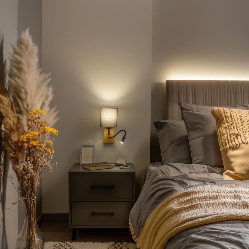 Brilagi - LED Fleksibilna zidna lampa NUBILA WOOD 1xE27/25W/230V + LED/3W hrast/antracit