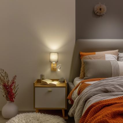 Brilagi - LED Fleksibilna zidna lampa NUBILA WOOD 1xE27/25W/230V + LED/3W hrast/antracit