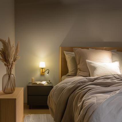 Brilagi - LED Fleksibilna zidna lampa NUBILA WOOD 1xE27/25W/230V + LED/3W hrast/bijela