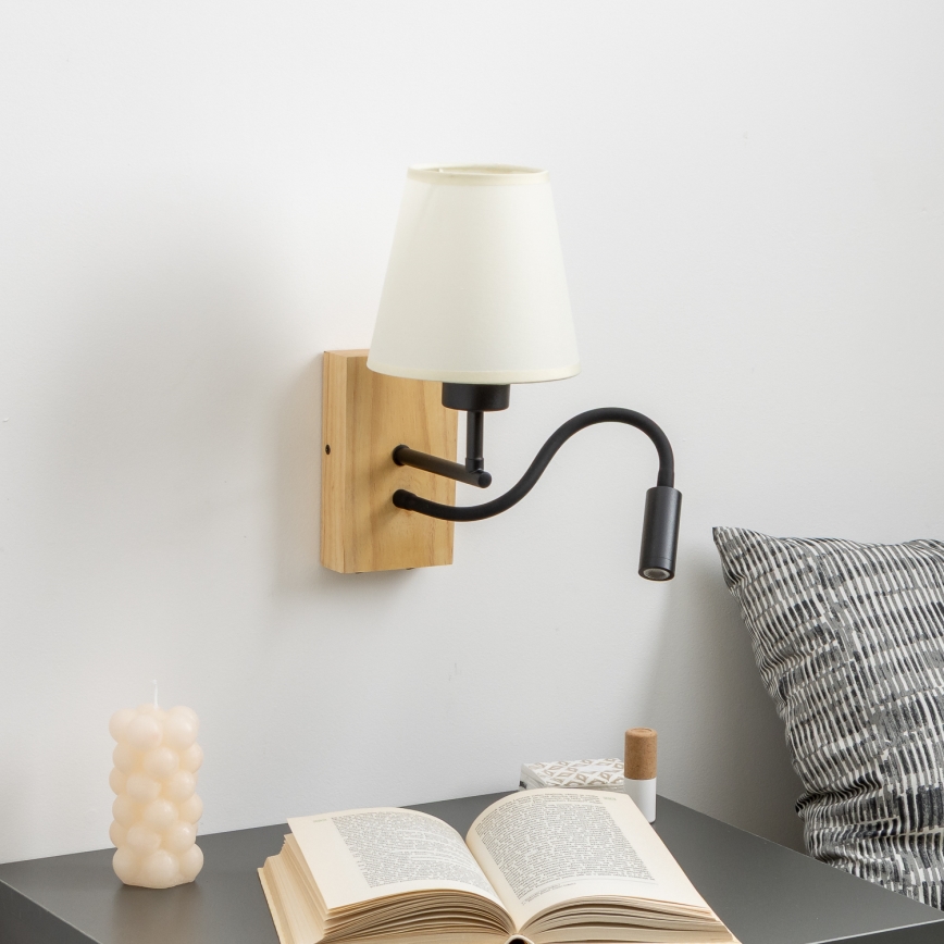 Brilagi - LED Fleksibilna zidna lampa NUBILA WOOD 1xE27/25W/230V + LED/3W hrast/krem