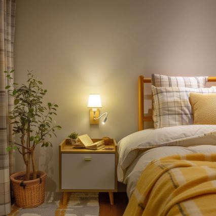 Brilagi - LED Fleksibilna zidna lampa NUBILA WOOD 1xE27/25W/230V + LED/3W hrast/krem