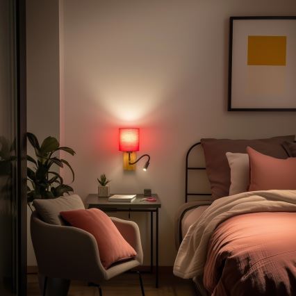 Brilagi - LED Fleksibilna zidna lampa NUBILA WOOD 1xE27/25W/230V + LED/3W hrast/ružičasta