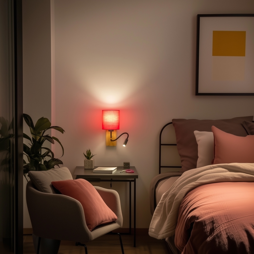 Brilagi - LED Fleksibilna zidna lampa NUBILA WOOD 1xE27/25W/230V + LED/3W hrast/ružičasta