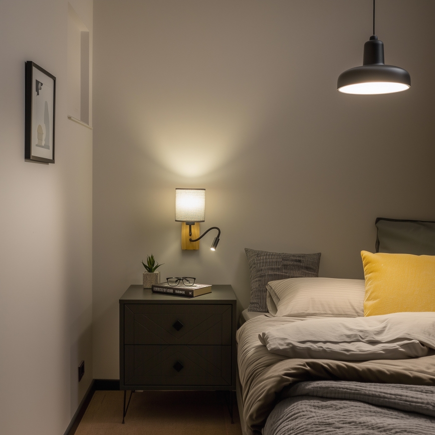 Brilagi - LED Fleksibilna zidna lampa NUBILA WOOD 1xE27/25W/230V + LED/3W hrast/siva
