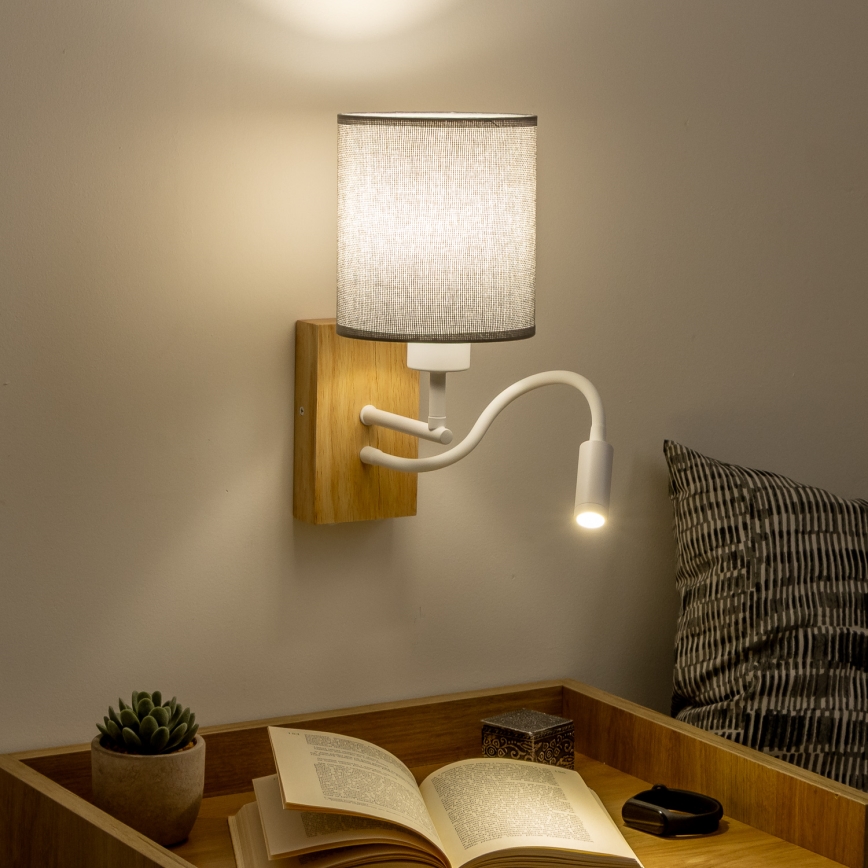 Brilagi - LED Fleksibilna zidna lampa NUBILA WOOD 1xE27/25W/230V + LED/3W hrast/siva
