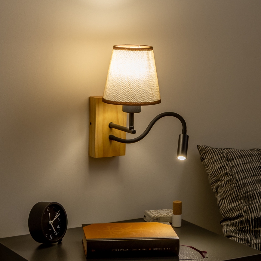 Brilagi - LED Fleksibilna zidna lampa NUBILA WOOD 1xE27/25W/230V + LED/3W hrast/smeđa