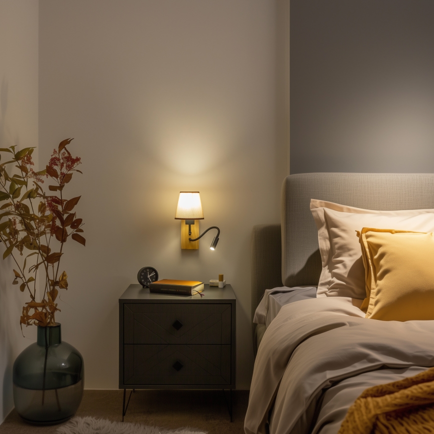 Brilagi - LED Fleksibilna zidna lampa NUBILA WOOD 1xE27/25W/230V + LED/3W hrast/smeđa