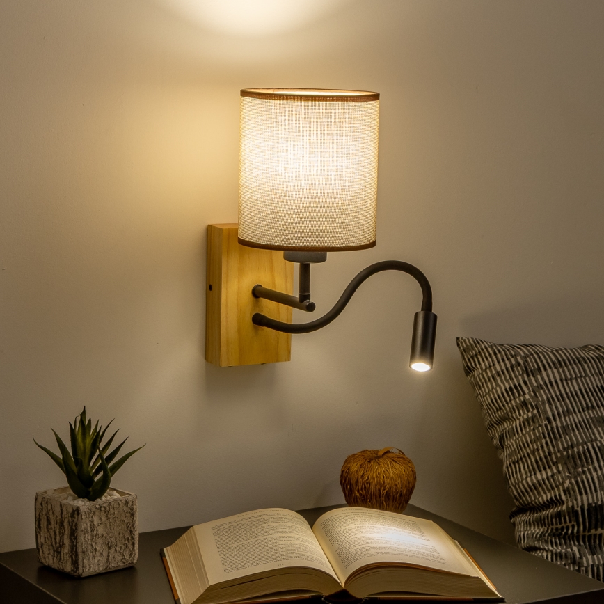 Brilagi - LED Fleksibilna zidna lampa NUBILA WOOD 1xE27/25W/230V + LED/3W hrast/smeđa