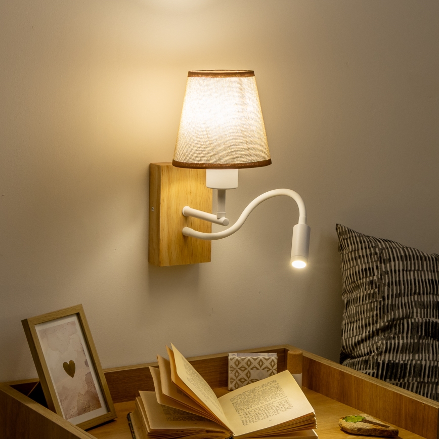 Brilagi - LED Fleksibilna zidna lampa NUBILA WOOD 1xE27/25W/230V + LED/3W hrast/smeđa