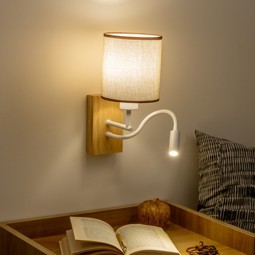 Brilagi - LED Fleksibilna zidna lampa NUBILA WOOD 1xE27/25W/230V + LED/3W hrast/smeđa