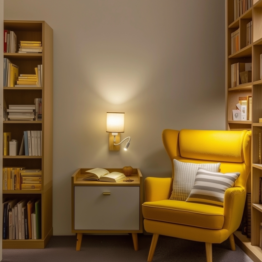 Brilagi - LED Fleksibilna zidna lampa NUBILA WOOD 1xE27/25W/230V + LED/3W hrast/smeđa