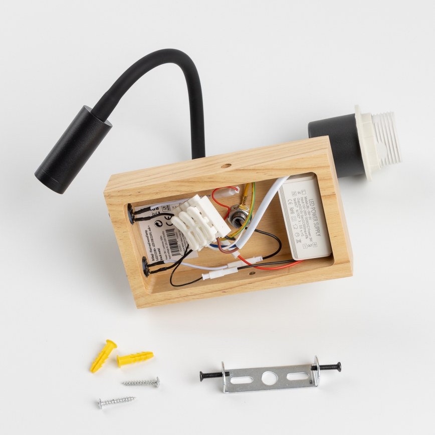 Brilagi - LED fleksibilna zidna lampa NUBILA WOOD 1xE27/25W/230V + LED/3W hrast/svijetlo smeđa